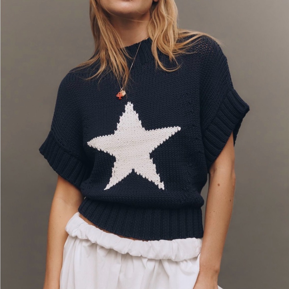 Anthropologie Pippa mock neck sweater by Maeve Navy large NWT